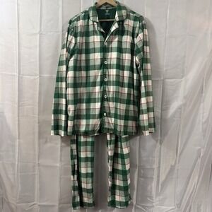 Carters Adult Large 2-Piece Green Plaid Pajamas Set Pjs Flannel Sleep Pants